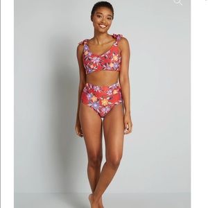 NWT ModCloth‎ The Tanya Crop Bikini Top and The Clarice High-Waisted Bottom